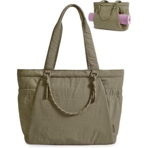 image:imageBAGSMART Yoga Tote Bag for Women with Knotted Handle Lightweight Pilates Bag with Yoga Mat Holder Gym Bag for Work Travel  for 156 Laptop for 40oz Tumbler Waterproof amp Durable Yoga Mat Bag Carrier 23L Handbag Shoulder Sling BagOlive Green