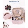 image:imageBAGSMART Travel Makeup Bag 2Piece Puffy Quilted Cute Make Up Bag Cosmetic Bags for Women Large WideOpen Toiletry Pouch Gifts for Toiletries Accessories Travelling Essentials PinkPink