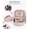 image:imageBAGSMART Travel Makeup Bag 2Piece Puffy Quilted Cute Make Up Bag Cosmetic Bags for Women Large WideOpen Toiletry Pouch Gifts for Toiletries Accessories Travelling Essentials PinkCheckered Khaki