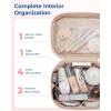 image:imageBAGSMART Travel Makeup Bag 2Piece Puffy Quilted Cute Make Up Bag Cosmetic Bags for Women Large WideOpen Toiletry Pouch Gifts for Toiletries Accessories Travelling Essentials PinkCheckered Khaki
