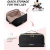 image:imageBAGSMART Travel Makeup Bag for Women Portable Waterresistant Cosmetic Case Puffy Padded Make Up Organizer Pouch Open Flat Toiletry Bag for Toiletries Brushes PinkBlack