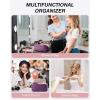 image:imageBAGSMART Travel Makeup Bag for Women Portable Waterresistant Cosmetic Case Puffy Padded Make Up Organizer Pouch Open Flat Toiletry Bag for Toiletries Brushes Pink22Purple