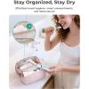 image:imageBAGSMART Travel Makeup Bag for Women Portable Waterresistant Cosmetic Case Puffy Padded Make Up Organizer Pouch Open Flat Toiletry Bag for Toiletries Brushes Pink02Baby Pink