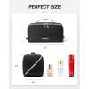image:imageBAGSMART Travel Makeup Bag for Women Portable Waterresistant Cosmetic Case Puffy Padded Make Up Organizer Pouch Open Flat Toiletry Bag for Toiletries Brushes PinkBlack