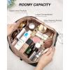 image:imageBAGSMART Travel Makeup Bag for Women Portable Waterresistant Cosmetic Case Puffy Padded Make Up Organizer Pouch Open Flat Toiletry Bag for Toiletries Brushes PinkBlack