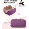 image:imageBAGSMART Travel Makeup Bag for Women Portable Waterresistant Cosmetic Case Puffy Padded Make Up Organizer Pouch Open Flat Toiletry Bag for Toiletries Brushes Pink22Purple