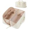 image:imageBAGSMART Travel Makeup Bag for Women Portable Waterresistant Cosmetic Case Puffy Padded Make Up Organizer Pouch Open Flat Toiletry Bag for Toiletries Brushes Pink12Light Beige