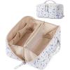 image:imageBAGSMART Travel Makeup Bag for Women Portable Waterresistant Cosmetic Case Puffy Padded Make Up Organizer Pouch Open Flat Toiletry Bag for Toiletries Brushes Pink15Blue Ditsy Floral