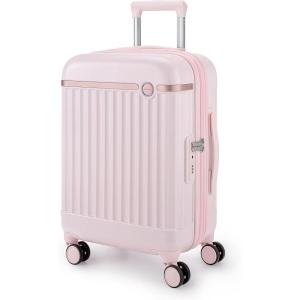 image:imageBAGSMART Carry On Luggage 22x14x9 Airline Approved with Spinner Wheels Travel TSA Approved 100 PC Hard Shell Suitcases 20 Inch Expandable Luggage with TSA Lock Dark Sea GreenAtlas Pink