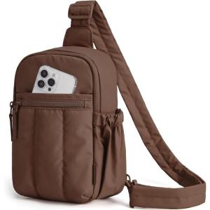 image:imageBAGSMART Small Crossbody Bags for Women Puffer Sling Bag Fanny Packs Purses Hobo Handbag for Daily Travel HikingChocolate