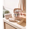 image:imageBAGSMART Travel Makeup Bag for Women 3 Pcs Puffy Padded Cosmetic Organizer Bag Large Toiletry Case and Small Purse Pouch for Gym Work Girls Baby Blue06Cream  White Check
