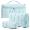 image:imageBAGSMART Travel Makeup Bag for Women 3 Pcs Puffy Padded Cosmetic Organizer Bag Large Toiletry Case and Small Purse Pouch for Gym Work Girls Baby Blue06Glacier Blue