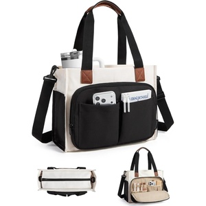 image:imageBAGSMART Canvas Tote Bag for Women Work Tote Bag with Zipper Crossbody Handbag for Travel Teacher NurseBlack