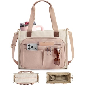 image:imageBAGSMART Canvas Tote Bag for Women Work Tote Bag with Zipper Crossbody Handbag for Travel Teacher NurseKhaki