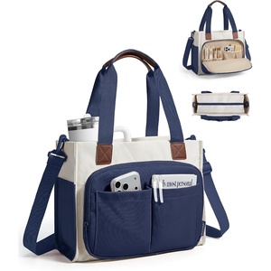 image:imageBAGSMART Canvas Tote Bag for Women Work Tote Bag with Zipper Crossbody Handbag for Travel Teacher NurseNavy