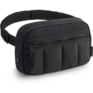 image:imageBAGSMART Fanny Packs for Women Cross Body Quilted Puffy Belt Bag with Pockets Fashion Waist Packs for Traveling Hiking PinkBlack