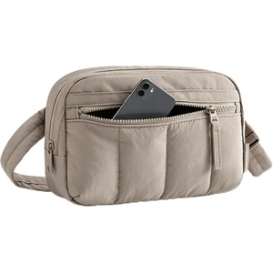image:imageBAGSMART Fanny Packs for Women Cross Body Quilted Puffy Belt Bag with Pockets Fashion Waist Packs for Traveling Hiking PinkCamel