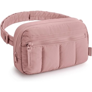 image:imageBAGSMART Fanny Packs for Women Cross Body Quilted Puffy Belt Bag with Pockets Fashion Waist Packs for Traveling Hiking PinkDark Pink