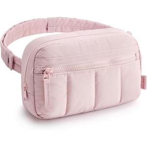 image:imageBAGSMART Fanny Packs for Women Cross Body Quilted Puffy Belt Bag with Pockets Fashion Waist Packs for Traveling Hiking PinkPink