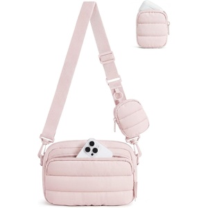 image:imageBAGSMART Small Crossbody Bags for Women Puffer Purse with Cute Pouch Hobo Shoulder Handbag for Daily Casual Travel WorkCandy Pink