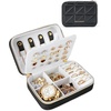image:imageBAGSMART Travel Jewelry Box Small PU Leather Jewelry Organizer Portable Double Layer Case for Necklaces Rings Earrings Bracelets PinkBlack