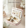 image:imageBAGSMART Travel Jewelry Box Small PU Leather Jewelry Organizer Portable Double Layer Case for Necklaces Rings Earrings Bracelets PinkPink