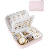 image:imageBAGSMART Travel Jewelry Box Small PU Leather Jewelry Organizer Portable Double Layer Case for Necklaces Rings Earrings Bracelets PinkPink