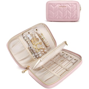 image:imageBAGSMART Travel Jewelry Case Jewelry Box Organizers and Storage Earings Holder Organizer for Women for Necklaces Bracelets RingsBlackAPink