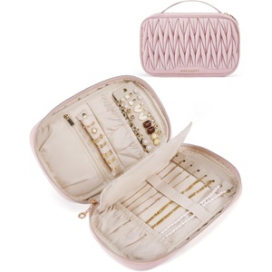 image:imageBAGSMART Travel Jewelry Case Jewelry Organizers and Storage Earings Holder Organizer for Women Necklace Holder Jewelry Rolls for Necklaces Earrings BraceletsPurplePink