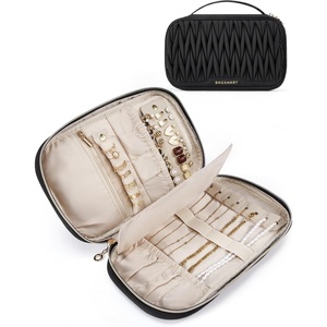 image:imageBAGSMART Travel Jewelry Case Jewelry Organizers and Storage Earings Holder Organizer for Women Necklace Holder Jewelry Rolls for Necklaces Earrings BraceletsPurpleBlack