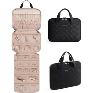 image:imageBAGSMART Travel Jewelry Organizer Case Portable Jewelry Roll Bag Tanglefree Necklace Storage Foldable Transparent Zipper Pockets for Rings Earrings Bracelet Travel Essentials BlackBlack