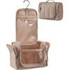 image:imageBAGSMART Travel Toiletry Bag for Women Puffy Hanging Toiletry Bag with Hook Waterresistant Toiletry Organizer for Full Sized Toiletries BrownCamel