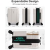 image:imageBAGSMART 2 Piece Luggage 20 Inch Carry On Suitcase with Spinner Wheels Polycarbonate Material BlueBiege