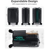 image:imageBAGSMART 2 Piece Luggage 20 Inch Carry On Suitcase with Spinner Wheels Polycarbonate Material BlueBlack