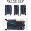 image:imageBAGSMART 2 Piece Luggage 20 Inch Carry On Suitcase with Spinner Wheels Polycarbonate Material BlueDark Blue