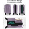 image:imageBAGSMART 2 Piece Luggage 20 Inch Carry On Suitcase with Spinner Wheels Polycarbonate Material BlueLavender Purple