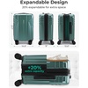 image:imageBAGSMART 2 Piece Luggage 20 Inch Carry On Suitcase with Spinner Wheels Polycarbonate Material BlueOlive Green