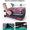image:imageBAGSMART 2 Piece Luggage 20 Inch Carry On Suitcase with Spinner Wheels Polycarbonate Material BluePurplish Red