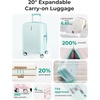 image:imageBAGSMART Carry On Luggage 22x14x9 Airline Approved with Spinner Wheels100 PC Hardside Expandable Luggage with TSA Lock for Trips 20 Inch Rolling Suitcases for Men WomenBeigeMint Green