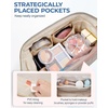 image:imageBAGSMART Makeup Bag Travel Toiletry Bag Puffy Padded Make Up Bags for Women Makeup Organizer Case Wideopen Pouch Purse Travel Essentials Toiletries Accessories Brushes Apricot Pink09Greige