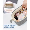image:imageBAGSMART Makeup Bag Travel Toiletry Bag Puffy Padded Make Up Bags for Women Makeup Organizer Case Wideopen Pouch Purse Travel Essentials Toiletries Accessories Brushes Apricot Pink06Grey