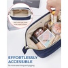 image:imageBAGSMART Makeup Bag Travel Toiletry Bag Puffy Padded Make Up Bags for Women Makeup Organizer Case Wideopen Pouch Purse Travel Essentials Toiletries Accessories Brushes Apricot Pink07Navy Blue