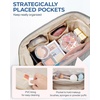 image:imageBAGSMART Makeup Bag Travel Toiletry Bag Puffy Padded Make Up Bags for Women Makeup Organizer Case Wideopen Pouch Purse Travel Essentials Toiletries Accessories Brushes Apricot Pink06Grey