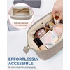 image:imageBAGSMART Makeup Bag Travel Toiletry Bag Puffy Padded Make Up Bags for Women Makeup Organizer Case Wideopen Pouch Purse Travel Essentials Toiletries Accessories Brushes Apricot Pink09Greige