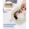image:imageBAGSMART Makeup Bag Travel Toiletry Bag Puffy Padded Make Up Bags for Women Makeup Organizer Case Wideopen Pouch Purse Travel Essentials Toiletries Accessories Brushes Apricot Pink08Cream Beige