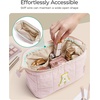 image:imageBAGSMART Makeup Bag Travel Toiletry Bag Puffy Padded Make Up Bags for Women Makeup Organizer Case Wideopen Pouch Purse Travel Essentials Toiletries Accessories Brushes Apricot Pink32Letter E