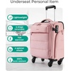 image:imageBAGSMART Underseat Carry on Luggage with Wheels Soft Underseat Travel Luggage with PVC WetDry Pockets Lightweight Soft Personal Item Suitcase for Short Trip Pinkish PurpleSakura Pink