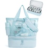 image:imageBAGSMART Beach Bag for Women Mesh Tote Bags with Zipper Sandproof Vacation Essentials with Cooler for Swim Cruise PoolBlue