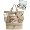 image:imageBAGSMART Beach Bag for Women Mesh Tote Bags with Zipper Sandproof Vacation Essentials with Cooler for Swim Cruise PoolCamel