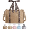 image:imageBAGSMART Custom DIY Beach Tote Bag for Women wMarkers Personalized Gift  Large Beach Tote Secure Top Zipper Waterproof Coated Heavy Duty Carryall AllinOne DIY Kit HandsFree CrossbodyKhaki Brown Leopard Print